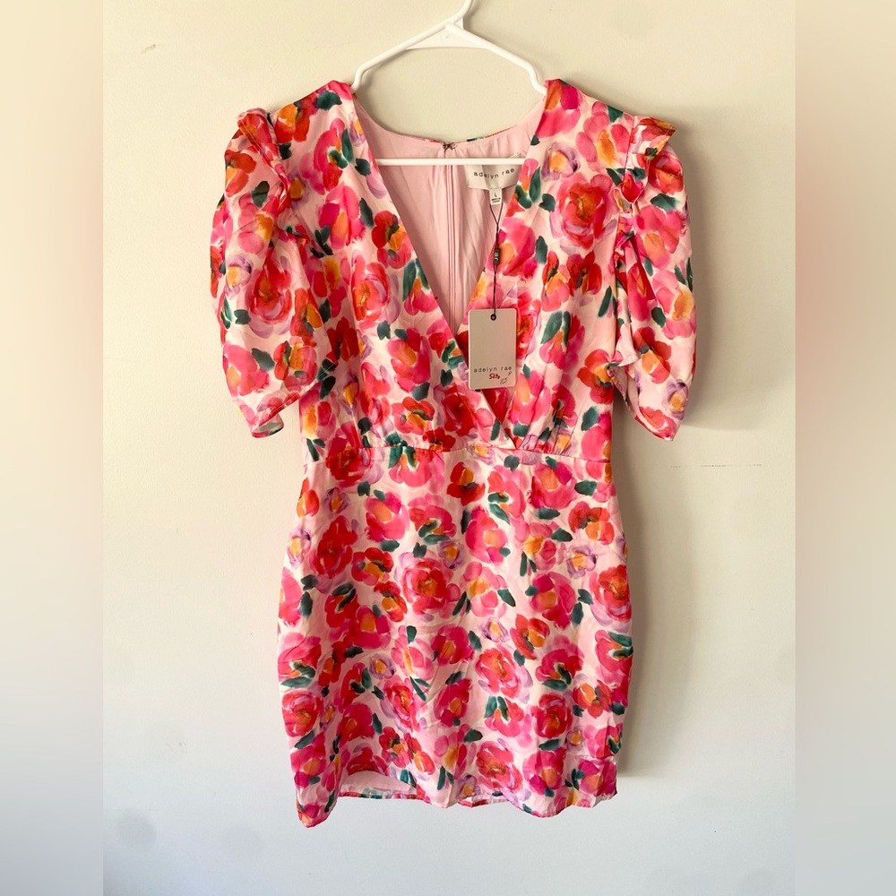 ADELYN RAE  Pauline Floral Puff Sleeve Minidress NWT Women’s Large
